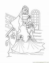 Princess Disney Coloring Printable Pages Color Online Kids Wedding Dresses Dress Cartoons Little Castle sketch template