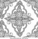 Paisley Henna Coloring Pages Adults Mehndi Floral Flowers Stock Abstract Zentangle Mandala Indian Vector Turkish Doodles sketch template