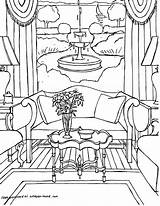 Coloring Pages Interior House Room Color Drawing Adults Living Interiors Perspective Adult Colouring Printable Rooms Drawings Fred Getcolorings Getdrawings Sheets sketch template