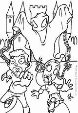 Ghost Scary Coloring Pages Halloween Hellokids Print Color sketch template