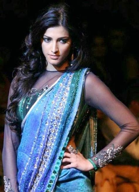 Shruti Hassan Clad In Blue Saree Saree Fashion Bollywood Celebrities