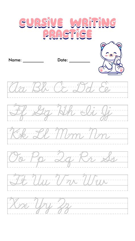 practice cursive handwriting worksheet