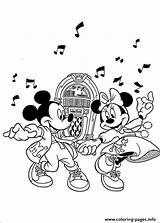 Mickey Coloring Minnie Dancing Disney Pages Song Fb86 Old Print Printable Color Book sketch template