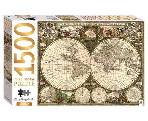 mindbogglers gold vintage world map  piece jigsaw puzzle catchconz
