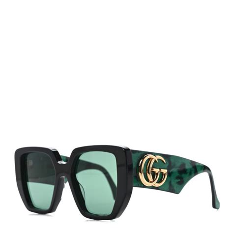 gucci acetate square frame sunglasses gg0956s green black 1251143