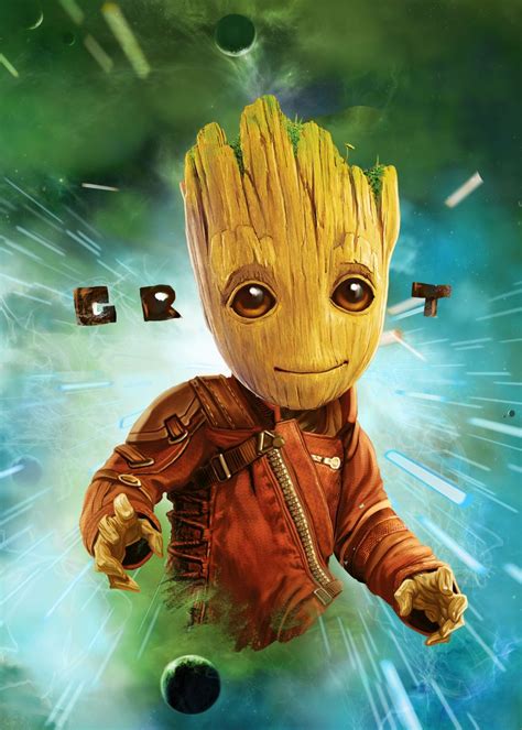 baby groot  space poster picture metal print paint  marvel