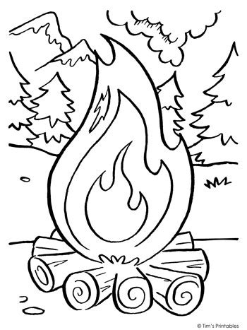 campfire coloring page tims printables