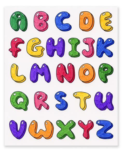 easy   draw bubble letters tutorial  coloring page