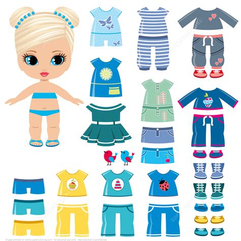 summer clothing  shoes    girl paper doll  printable
