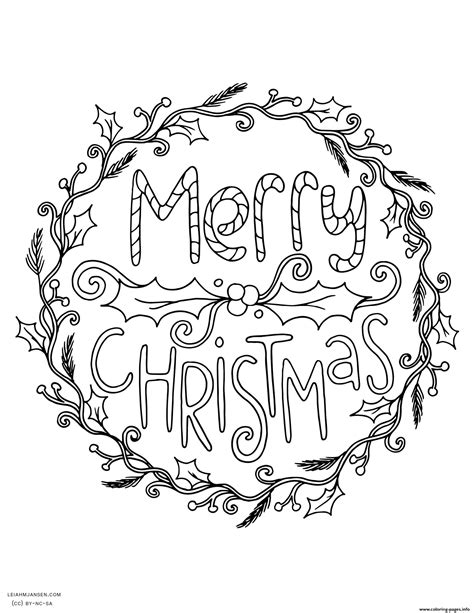 merry christmas wreath adult coloring pages printable