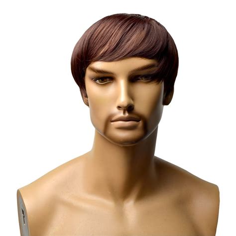 gooaction men s short wigs dark brown male straight hair