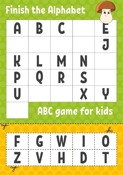 finish  alphabet abc game  kids cut  glue education developing worksheet learning