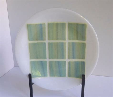 Fused Glass Round Plate In White With Shades Of By Bprdesigns