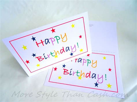 printable birthday card  printable money cards  birthdays