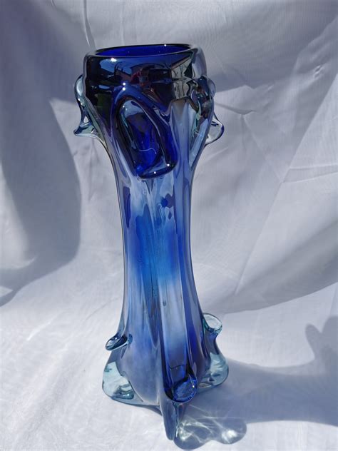 Massive Vintage Vase Cobalt Stretch Glass Murano Glass Vase Etsy