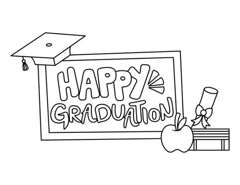 printable happy graduation coloring page