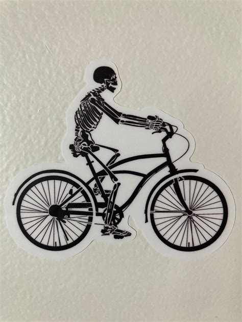 skeleton riding  bike stickers etsy
