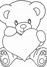 Bear Coloring Pages Heart Teddy Holding Cartoon Print Printable Cute Template Easy Color Sheets Kids Baby Hearts Templates Sketch Choose sketch template