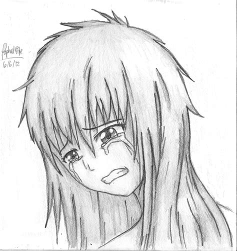 sad anime girl crying drawing   wildwolf  deviantart