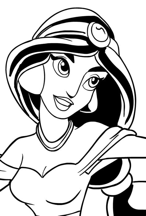 disegno della principessa jasmine viso  aladdin da colorare