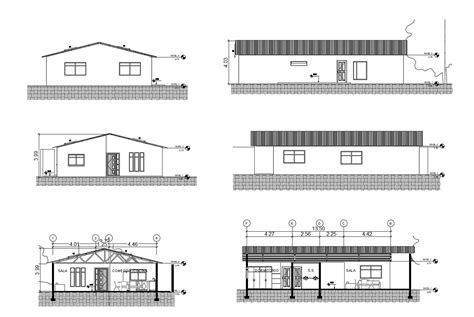 architectural plan   house  elevation  section  dwg file cadbull