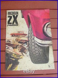 vintage rare michelin zx large radial metal tin tire sign   clermont france vintage tire