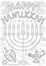 Hanukkah Colouring Kids sketch template