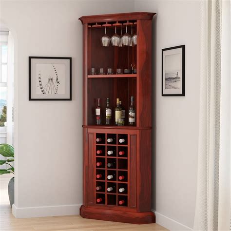 louis rustic solid wood corner bar cabinet