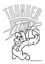 Coloring Thunder Pages Oklahoma City Nba Logo Mario Okc Printable Drawing Spurs Basketball San Antonio Lakers Maatjes Super Kids Print sketch template