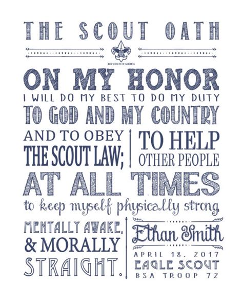 eagle scout gift printable  scout oath printable etsy