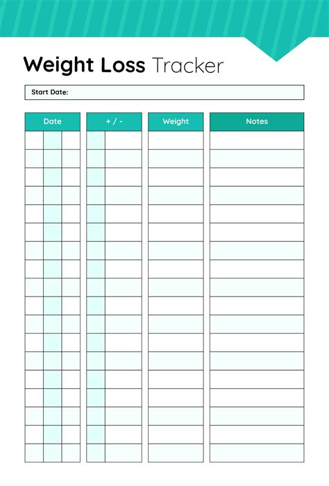 printable weekly weight loss tracker printable templates