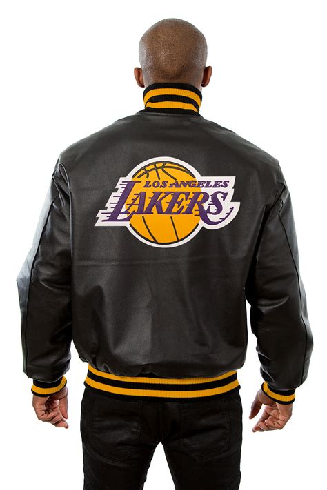 los angeles lakers full leather jacket black jh sports jackets