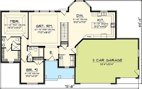 updated  bedroom ranch home plan ah st floor master suite cad   ranch