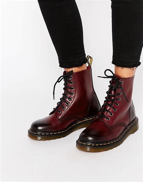 dr martens pascal cherry red  eye boots  asoscom  martens boots fashion shoes boots