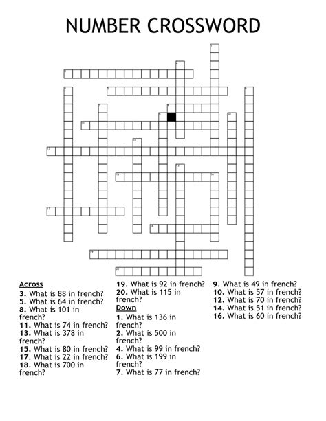 printable number crossword puzzles