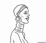 Africana Mulher Africaine Africano Pintar Colorier sketch template