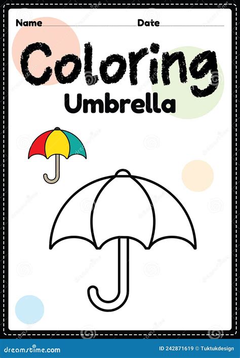 umbrella coloring page picture worksheet  preschool kindergarten