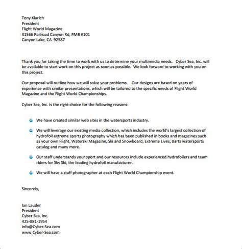 sample business proposal letter templates   ms word
