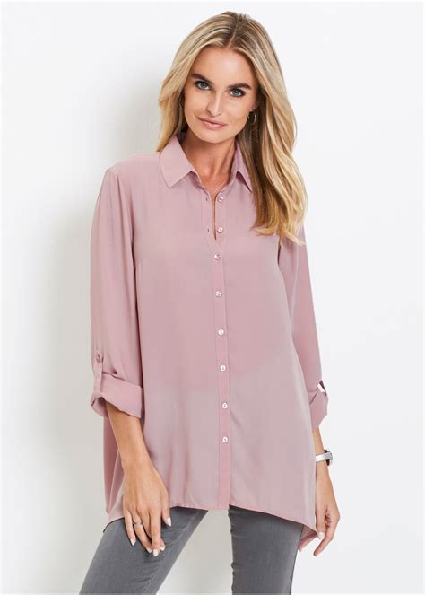 comfortabele lange blouse rozenhout