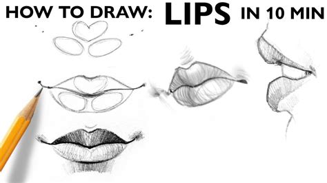 How To Draw Lips Basic Steps Eng Subtitles Lips Drawing Lips