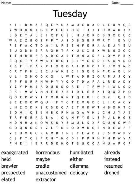 tuesday word search wordmint