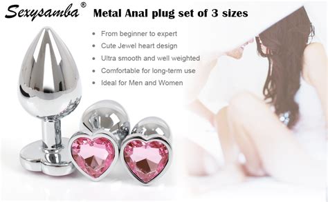 3pcs set luxury metal butt toys heart shaped anal trainer