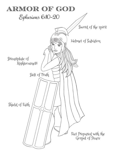 girl armor  god coloring page  printable coloring pages  kids