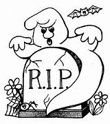 Halloween Coloring Rip Pages Drawing Ghost Printable Kids Drawings Book Print Color Happy Clipart Clip Line sketch template