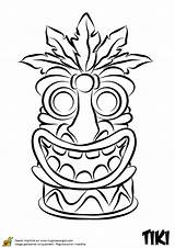 Tiki Coloring Coloriage Pages Head Hawaiian Totem Printable Drawing Faces Masks Template Hut Drawings Hawaii Rigolo Pole Masque Result Maske sketch template