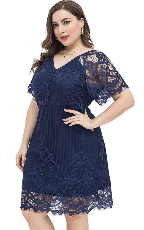 buy women sexy summer plus size bodycon wrap cocktail lace dress navy