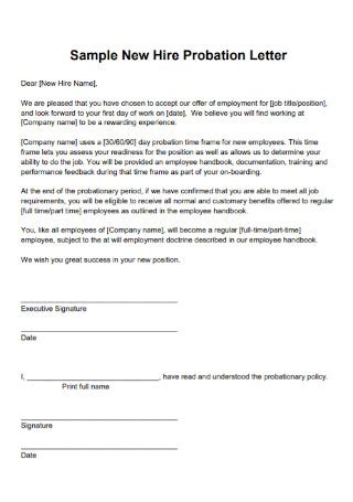 sample employment probation period letters   ms word