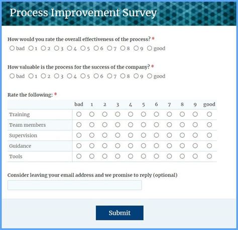 process improvement survey template formsite