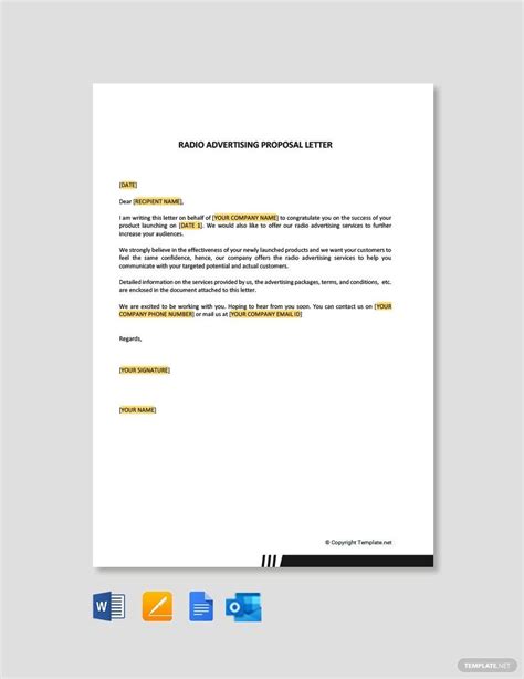 radio advertising proposal letter  google docs pages word outlook