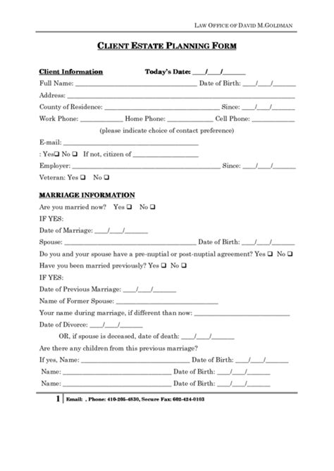 printable estate planning forms print    document
